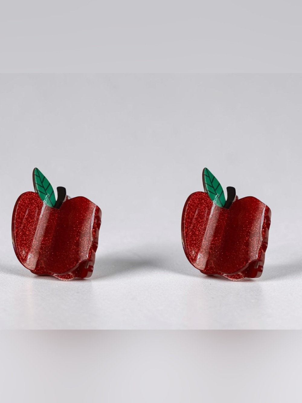 Kids Red AppleHair Clips Sparkle Design Clips Teacher Clips